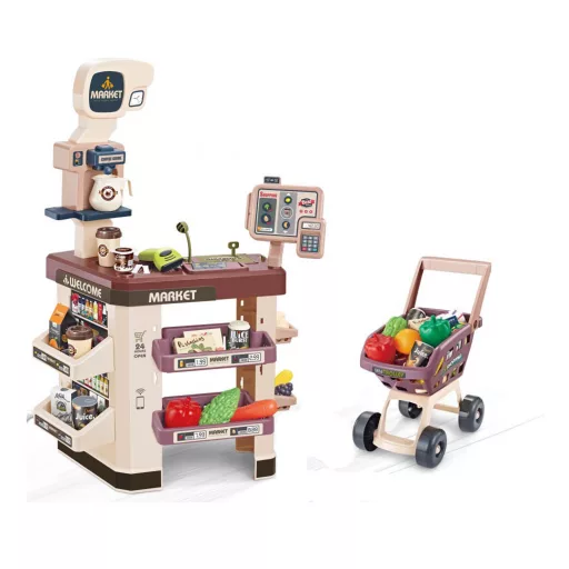 Set da gioco supermercato interattivo con 60 accessori per bambini