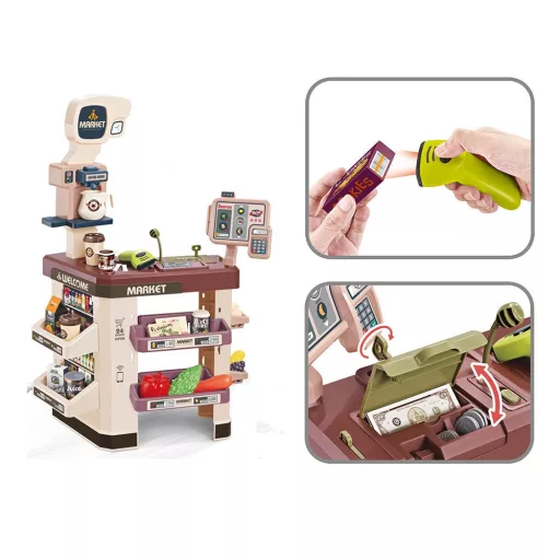 Set da gioco supermercato interattivo con 60 accessori per bambini