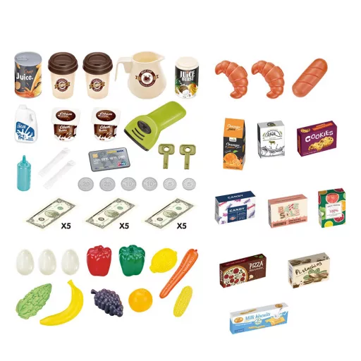 Set da gioco supermercato interattivo con 60 accessori per bambini