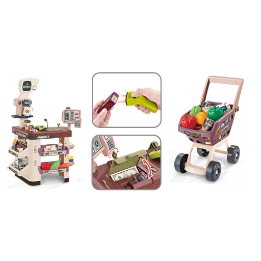 Set da gioco supermercato interattivo con 60 accessori per bambini
