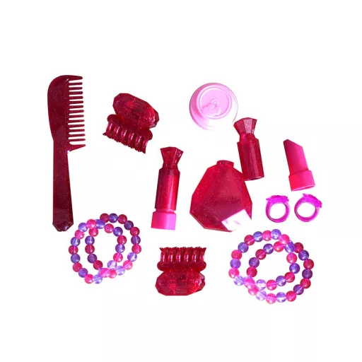 Tavolo da trucco e pianoforte 2-in-1 per principesse con specchio interattivo e 13 accessori