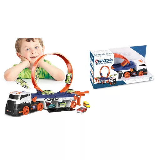 Set di gioco pista a loop per camion con auto in miniatura per bambini