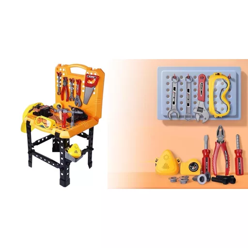 Banco da lavoro portatile per bambini con 100 pezzi
