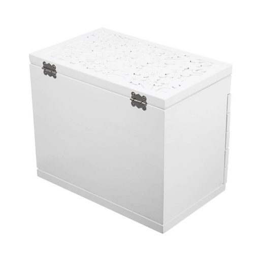 Organizzatore di gioielli bianco a 6 scomparti con specchio e cassetti