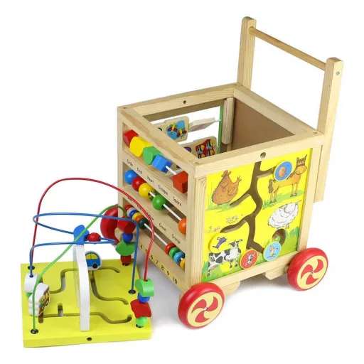 Giocattolo multifunzionale in legno per camminare con caratteristiche di sviluppo delle abilità per bambini