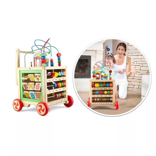 Giocattolo multifunzionale in legno per camminare con caratteristiche di sviluppo delle abilità per bambini