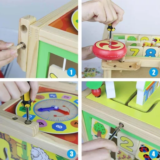 Giocattolo multifunzionale in legno per camminare con caratteristiche di sviluppo delle abilità per bambini