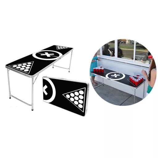 Set di Beer Pong con Tavolo Pieghevole, 50 Bicchieri e 6 Palline