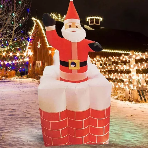 Decorazione di Natale Santa Gonfiabile con Luci LED - 157x67x67 cm