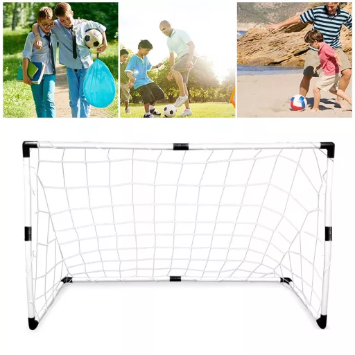 Set di porte da calcio portatili 2-in-1 con pallone e pompa - Dimensioni regolabili per divertimento all'aperto