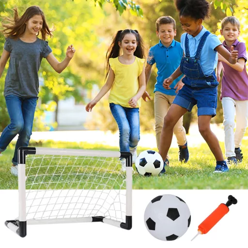 Set di porte da calcio portatili 2-in-1 con pallone e pompa - Dimensioni regolabili per divertimento all'aperto