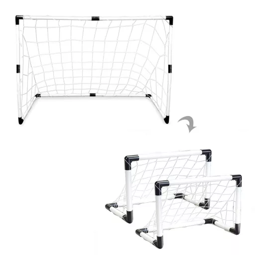 Set di porte da calcio portatili 2-in-1 con pallone e pompa - Dimensioni regolabili per divertimento all'aperto