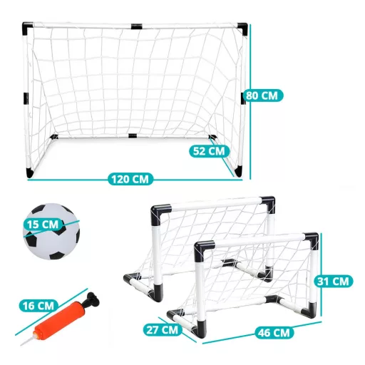 Set di porte da calcio portatili 2-in-1 con pallone e pompa - Dimensioni regolabili per divertimento all'aperto