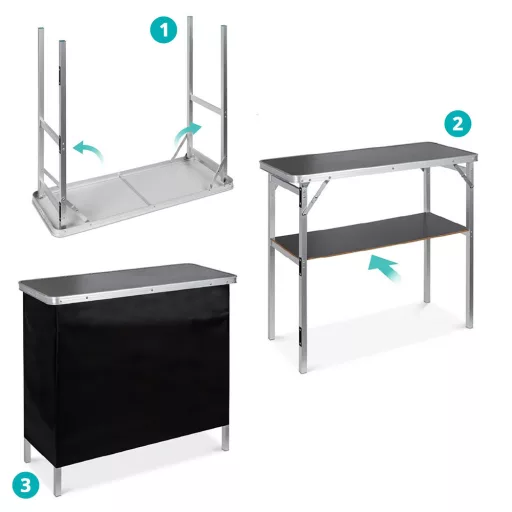 Bancone bar pieghevole portatile con copertura rimovibile per uso interno ed esterno