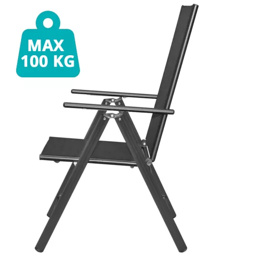 Sedia da giardino pieghevole in alluminio - Capacità 100 kg, compatta e portatile