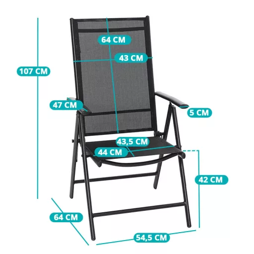 Sedia da giardino pieghevole in alluminio - Capacità 100 kg, compatta e portatile