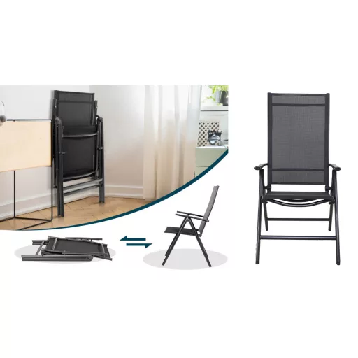 Sedia da giardino pieghevole in alluminio - Capacità 100 kg, compatta e portatile