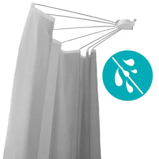 Supporto per tenda da doccia a forma di ombrello con tenda regalo grande (265 x 200 cm)