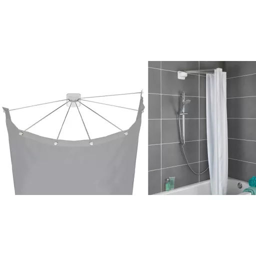 Supporto per tenda da doccia a forma di ombrello con tenda regalo grande (265 x 200 cm)