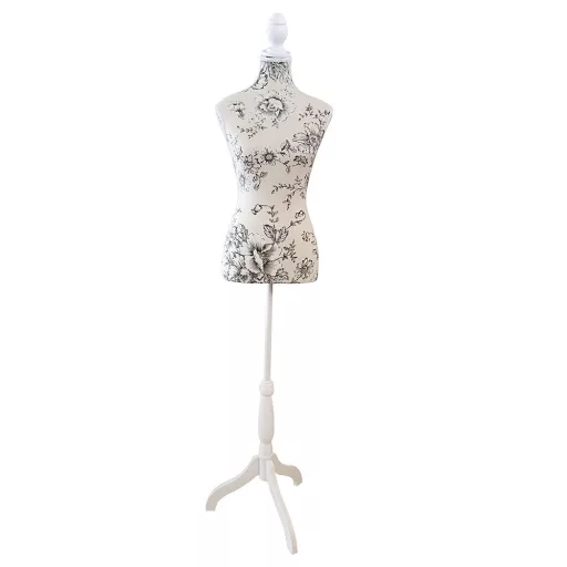 Manichino regolabile con copertura in poliestere e base in MDF per cucito e design della moda
