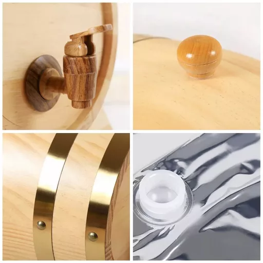 Barile in rovere da 5 litri con rubinetto per una conservazione elegante delle bevande