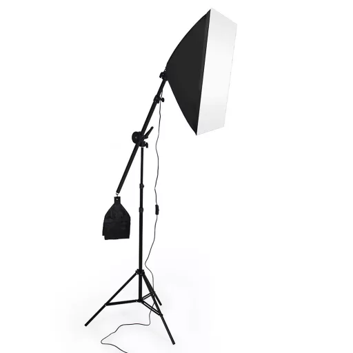 Kit di illuminazione da studio portatile con luce bianca fredda 5500K e treppiede regolabile