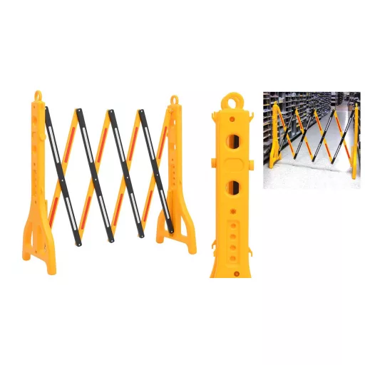 Barriera stradale pieghevole con strisce riflettenti - Lunghezza regolabile (26-252 cm)