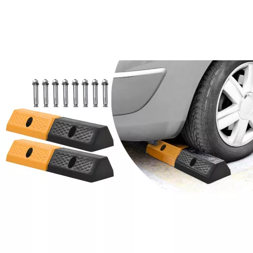 Set di paraurti da parcheggio in gomma durevole - Resistente alle intemperie, Antiscivolo, Capacità di 2 tonnellate