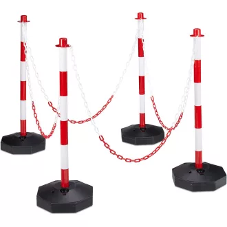   Set di 4 pali di traffico con catena da 20 m - Resistente alle intemperie e stabile