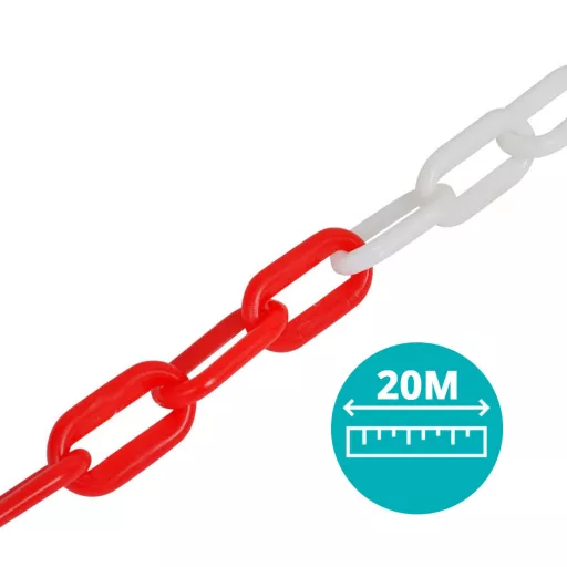 Set di 4 pali di traffico con catena da 20 m - Resistente alle intemperie e stabile