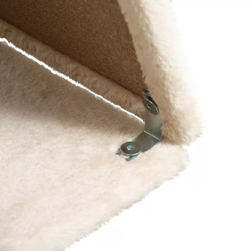 Albero per gatti beige a 2 livelli con pali per graffiare e letto in peluche