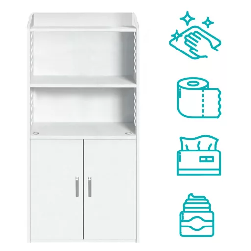 Mobile bagno compatto bianco, resistente all'umidità, facile da montare
