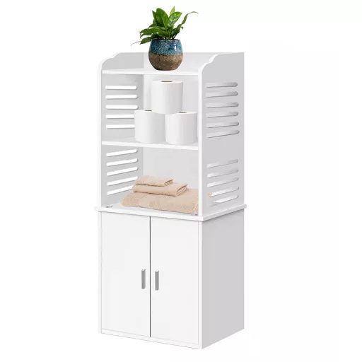 Mobile bagno compatto bianco, resistente all'umidità, facile da montare