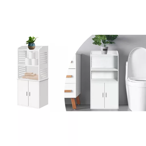 Mobile bagno compatto bianco, resistente all'umidità, facile da montare