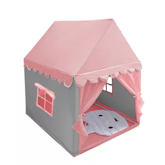   Casa da gioco per bambini con materassino morbido - Rosa, facile da montare, struttura in legno naturale
