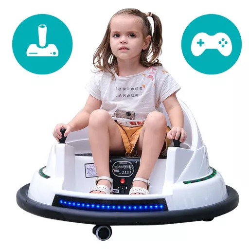 Auto da scontro elettrica per bambini con telecomando, rotazione a 360°, cintura di sicurezza e 200 palline
