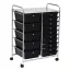 Carrello di Stoccaggio Mobile con 15 Cassetti, Vari Colori - Nero