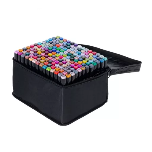 Set di pennarelli a doppia punta da 168 pezzi con borsa da trasporto - Colori vivaci, linee precise