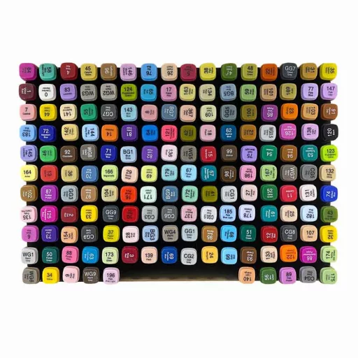 Set di pennarelli a doppia punta da 170 pezzi con scatola di legno verniciabile - colori vivaci e pastello