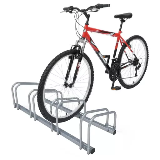 Portabici metallico da esterno per 4 biciclette, montabile a parete/terra, design salvaspazio
