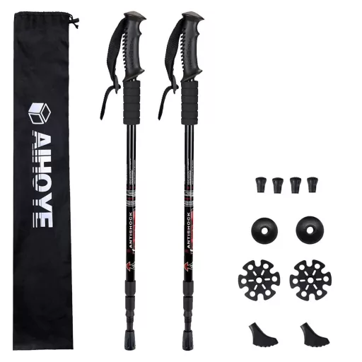 Bastoni da trekking telescopici regolabili con funzione anti-shock e 5 punte intercambiabili