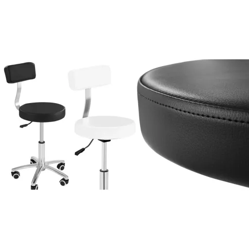 Sedia da bellezza ergonomica imbottita con altezza regolabile e sedile girevole - Nera