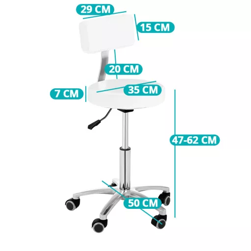 Sedia cosmetica ergonomica regolabile in altezza con schienale - disponibile in nero e bianco