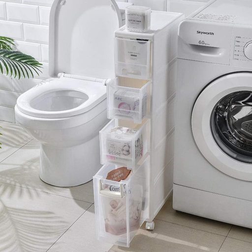 Mobile con 4 cassetti estraibili con ruote bloccabili - Organizzatore in plastica salvaspazio