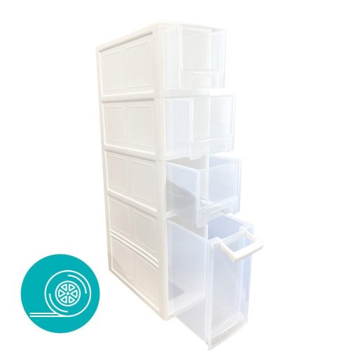 Mobile con 4 cassetti estraibili con ruote bloccabili - Organizzatore in plastica salvaspazio