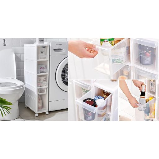 Mobile con 4 cassetti estraibili con ruote bloccabili - Organizzatore in plastica salvaspazio