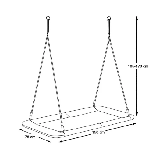 Amaca a nido sospesa 150x80 cm con corda regolabile, capacità 150 kg