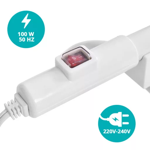 Scaldasalviette Elettrico a Forma di S - Montato a Muro, 100W, Protezione IP44