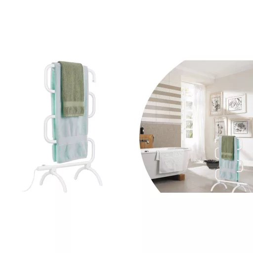 Scaldasalviette Elettrico a Forma di S - Montato a Muro, 100W, Protezione IP44