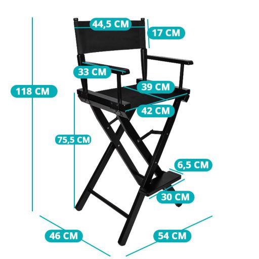 Sedia da trucco pieghevole con struttura in legno e design ergonomico